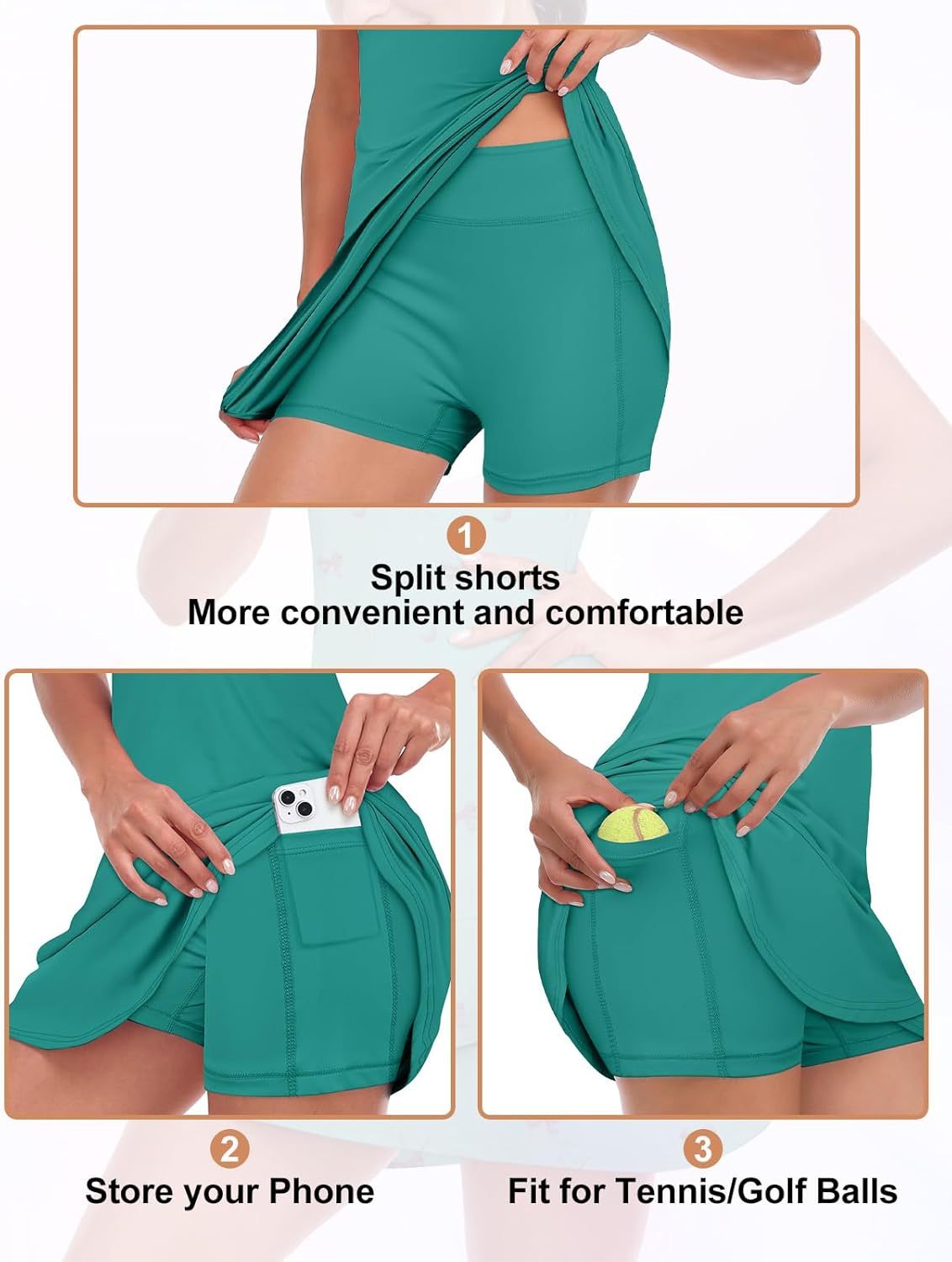 Tennis Dress for Women Sleeveless Golf Dresses with Shorts and Pockets Ruffle Zip Up Stand Collar Golf Outfits