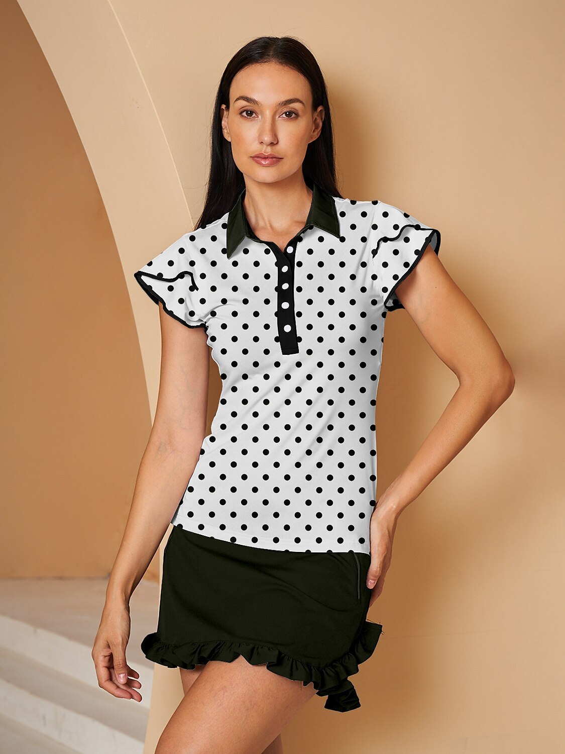 Fungolfs Hyper-prep Ruffle Sleeve Polo Top UPF50+