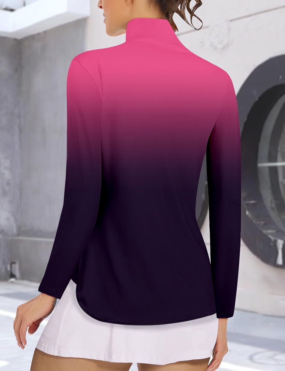 Women's Long Sleeve Golf Tennis Polo Shirts UPF50+ Half Zip Dry Fit Workout Tops Athletic Shirt