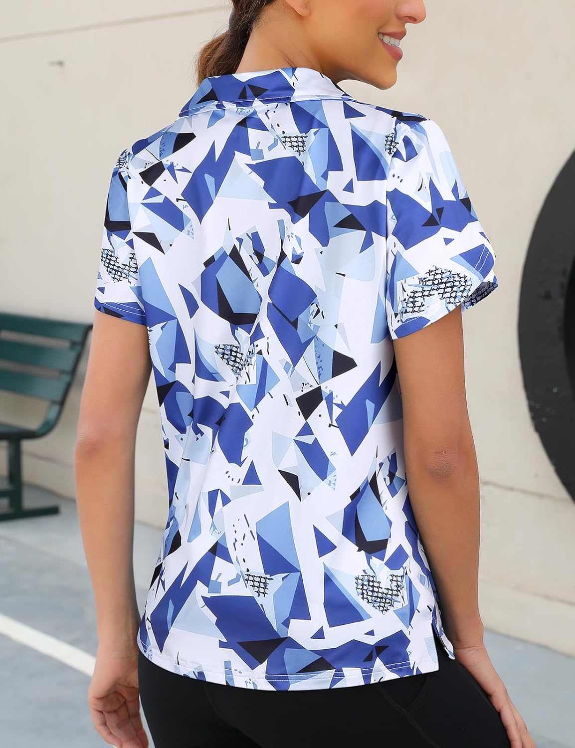 Womens Golf Polo Shirts 1/4 Zip Up Overlap Short Sleeve Quick Dry Workout Tops