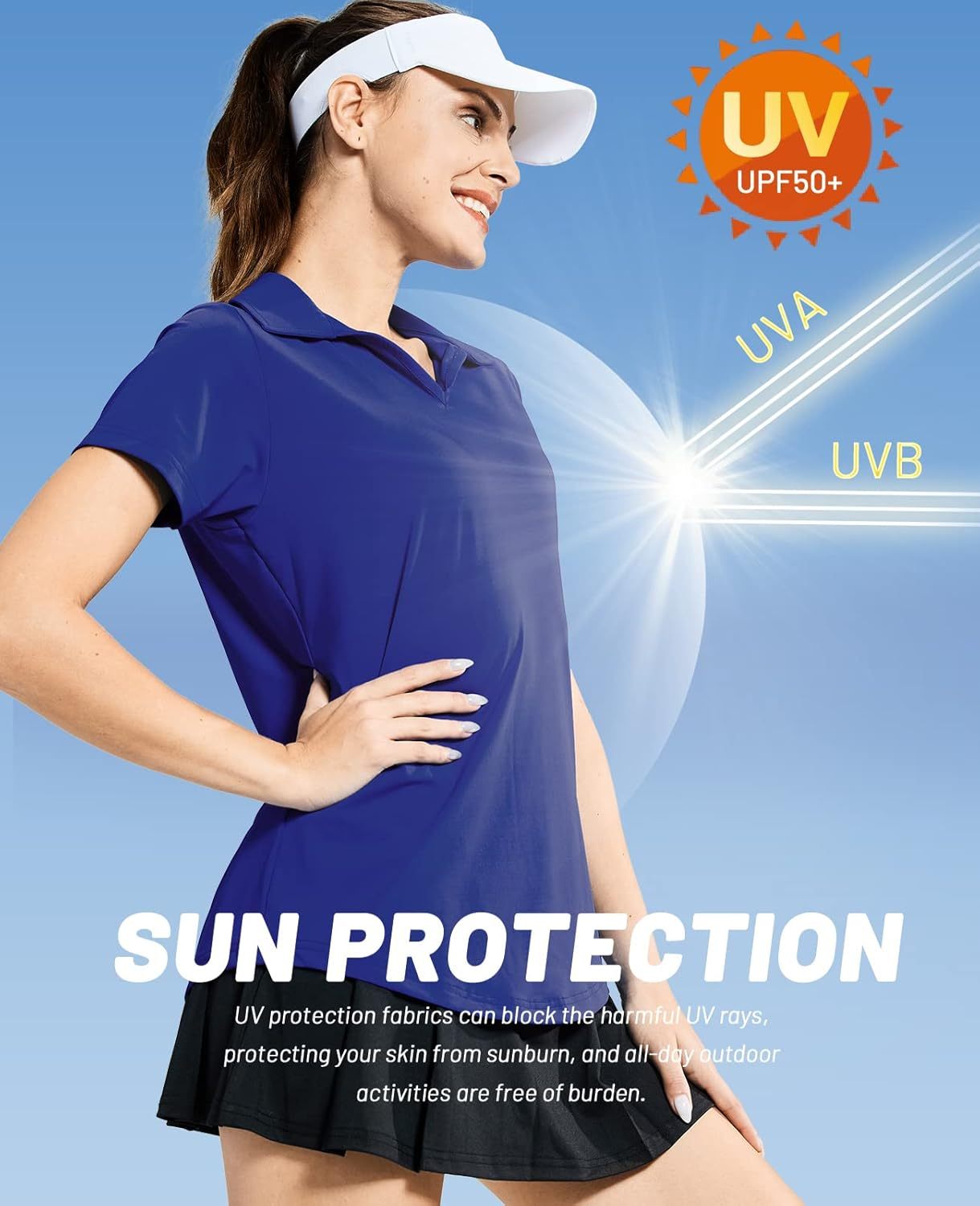 Women's Golf Polo Shirts Collared V Neck Short Sleeve Tennis Shirt, Dry Fit, Moisture Wicking