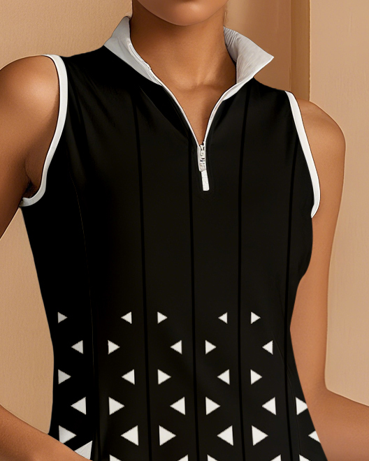 Fungolfs Black And White Gradient Block Print Golf, Pickleball And Tennis Dress 065 With Pockets