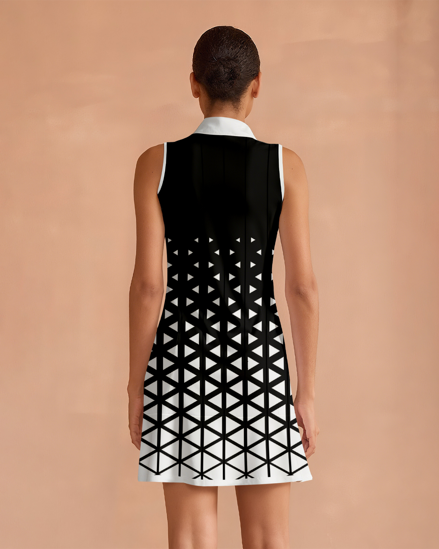 Fungolfs Black And White Gradient Block Print Golf, Pickleball And Tennis Dress 065 With Pockets
