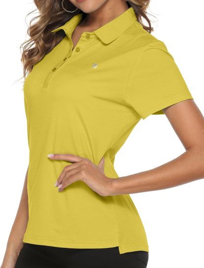 Women's Golf Polo Short Sleeve Shirts Lightweight Moisture Wicking Collared T Shirt Quick Dry 4-Button