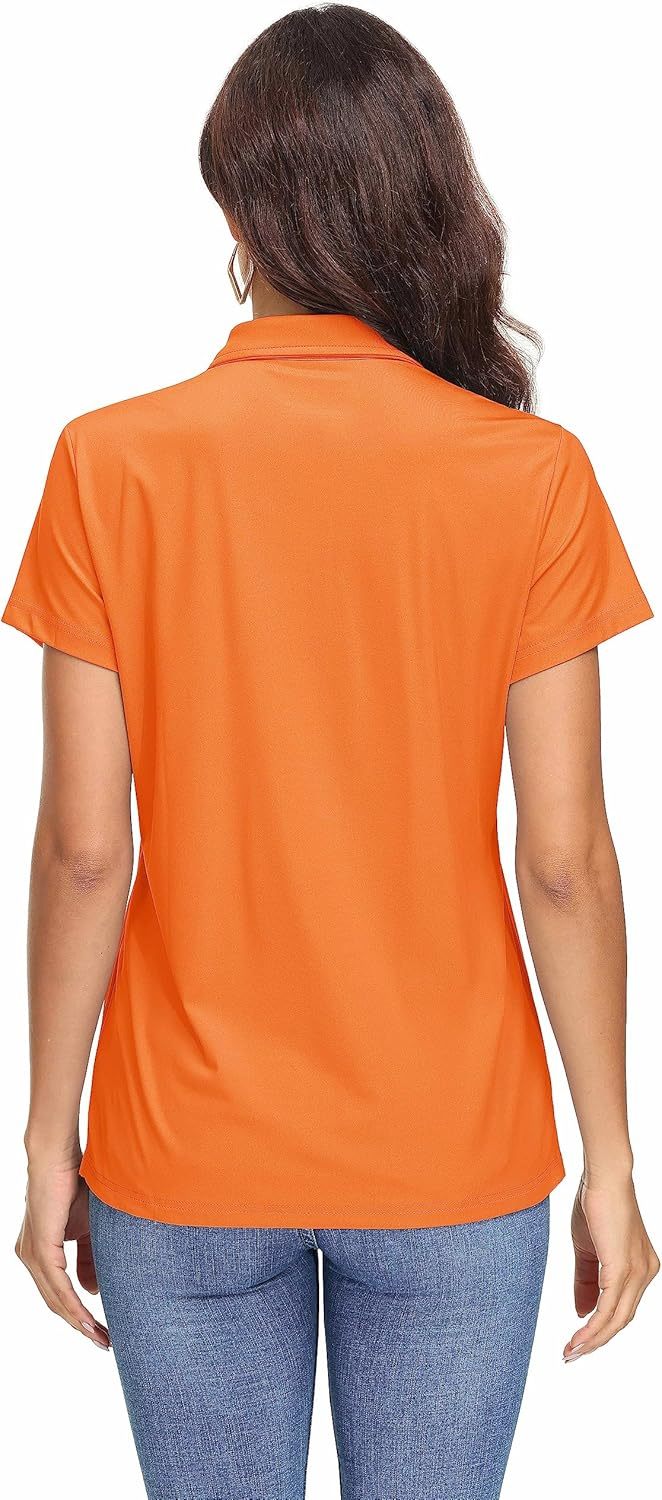 Women's Polo Shirts UPF 50+ Sun Protection 4 Buttons Casual Work Quick Dry Short Sleeve Collared Golf Shirt