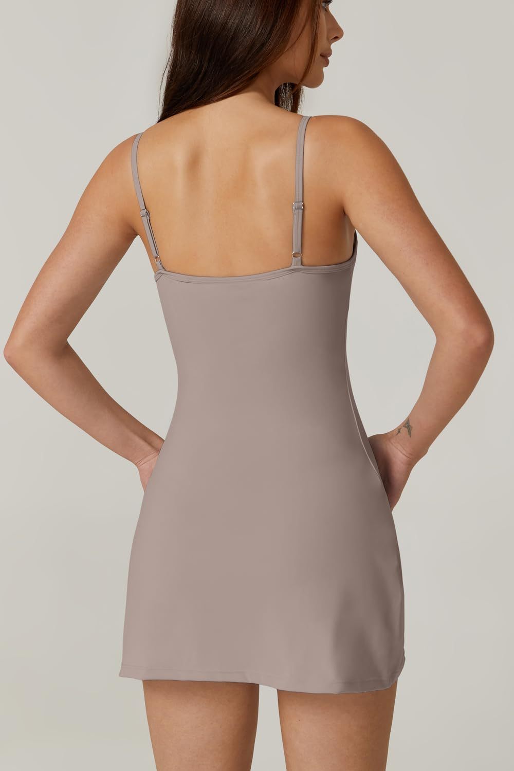 Womens Spaghetti Strap Tennis Dress with Shorts Workout Side Slit Active Golf Dresses