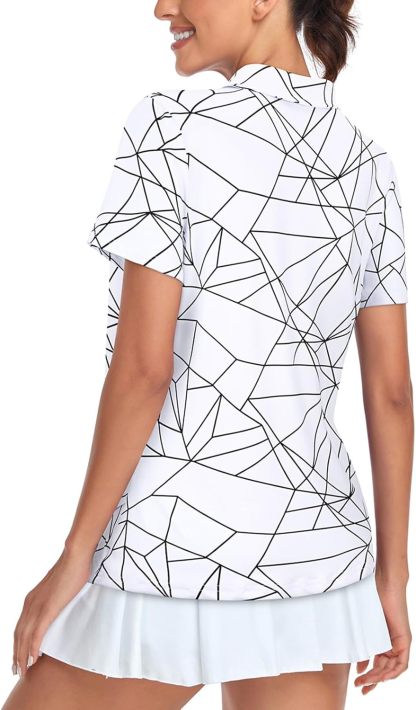 Women's Golf Polo Shirts Short Sleeve Quarter Zip Pullover Moisture Wicking Workout Tops