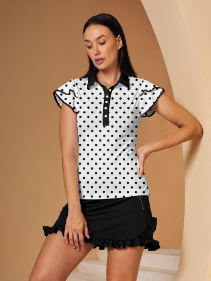 Fungolfs Hyper-prep Ruffle Sleeve Polo Top UPF50+