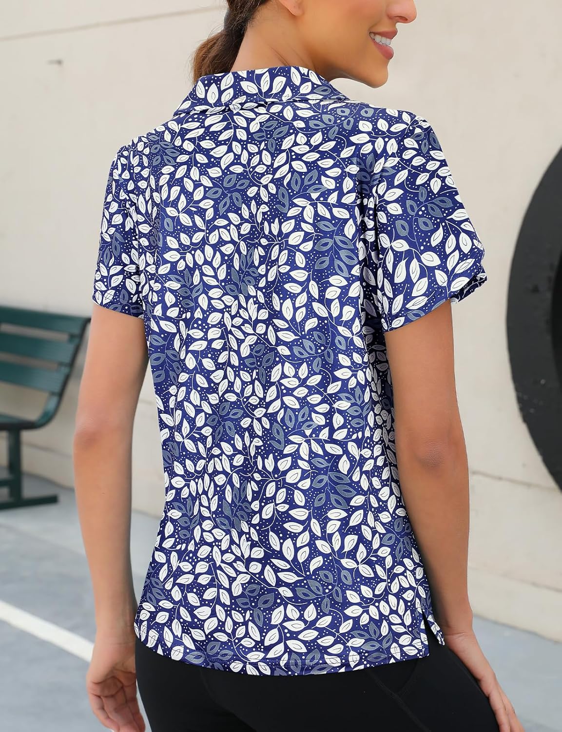 Womens Golf Polo Shirts 1/4 Zip Up Overlap Short Sleeve Quick Dry Workout Tops