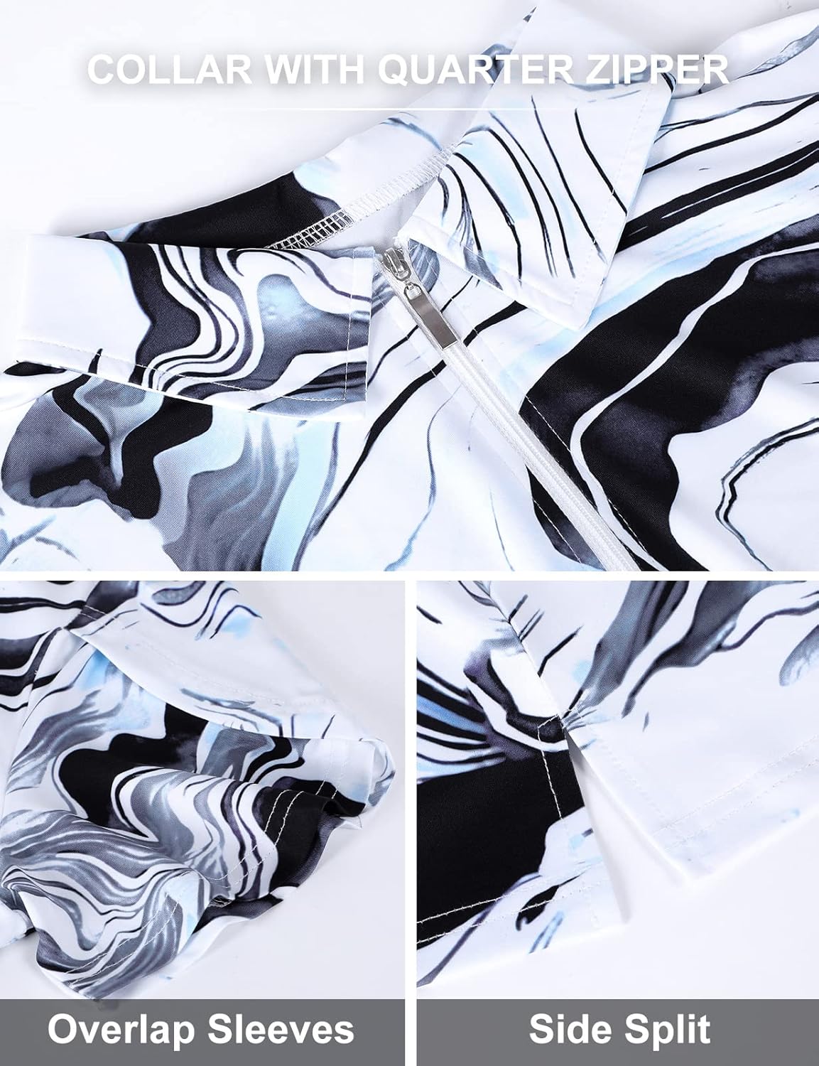 Womens Golf Polo Shirts 1/4 Zip Up Overlap Short Sleeve Quick Dry Workout Tops