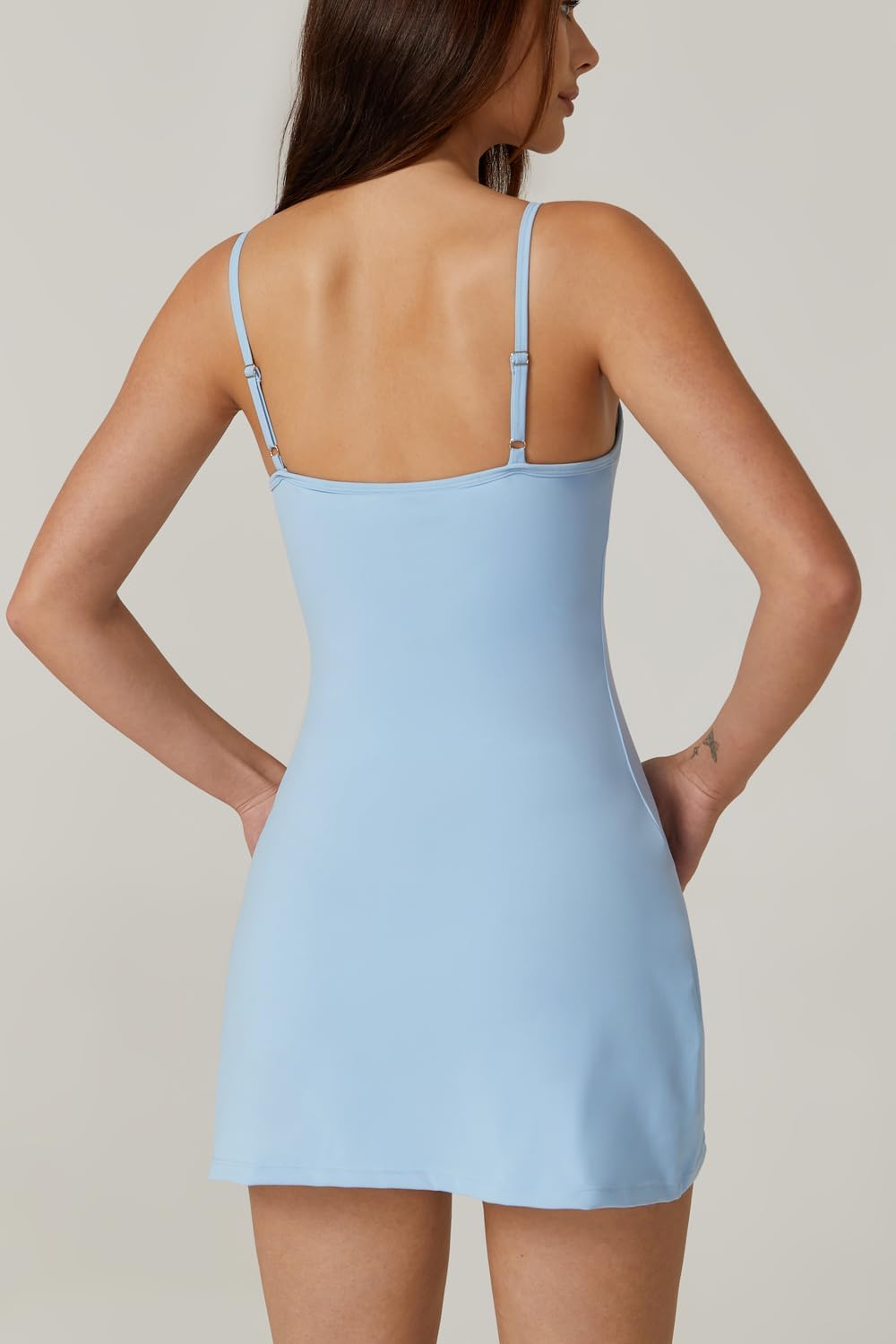 Womens Spaghetti Strap Tennis Dress with Shorts Workout Side Slit Active Golf Dresses