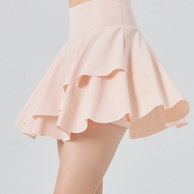 US Open Women's Solid Colored Tennis Skirts with Shorts Layered UPF50+ Moisture Wicking Tennis Golf Pickleball Black White Yellow Tennis Clothing