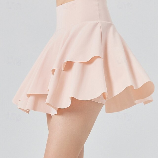 US Open Women's Solid Colored Tennis Skirts with Shorts Layered UPF50+ Moisture Wicking Tennis Golf Pickleball Black White Yellow Tennis Clothing