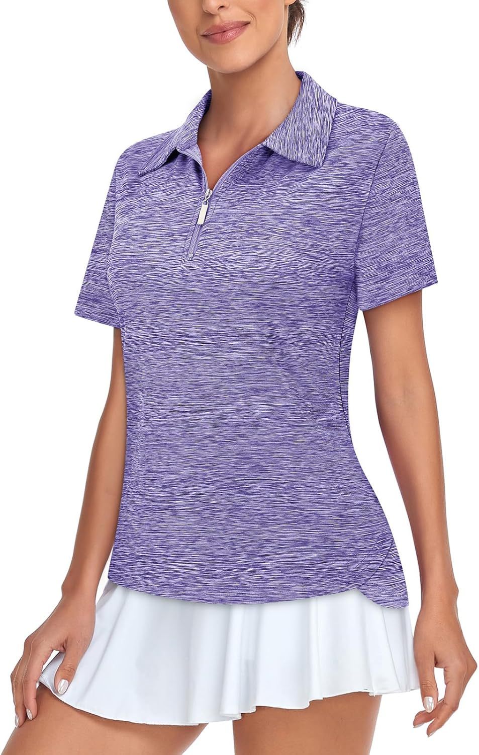 Women's Golf Polo Shirts Short Sleeve Quarter Zip Pullover Moisture Wicking Workout Tops