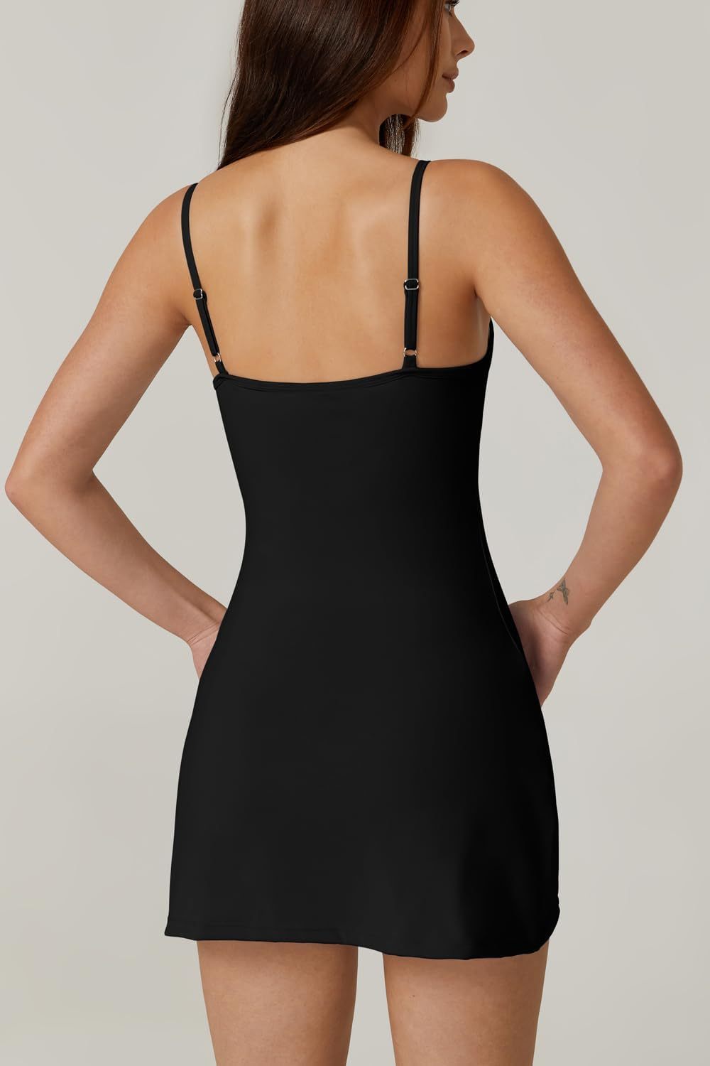 Womens Spaghetti Strap Tennis Dress with Shorts Workout Side Slit Active Golf Dresses