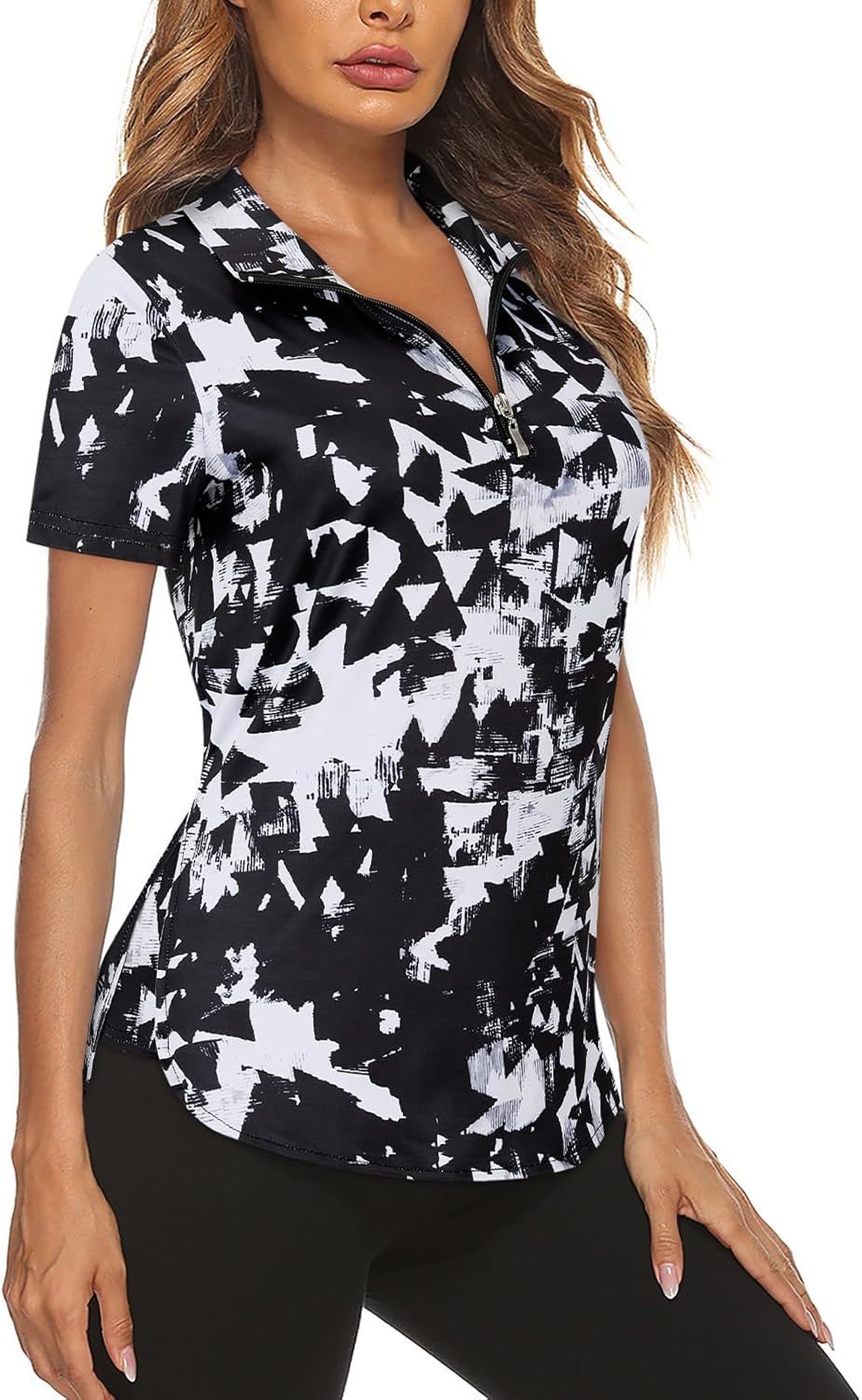 Women's Long Sleeve Golf Tennis Polo Shirts UPF50+ Half Zip Dry Fit Workout Tops Athletic Shirt