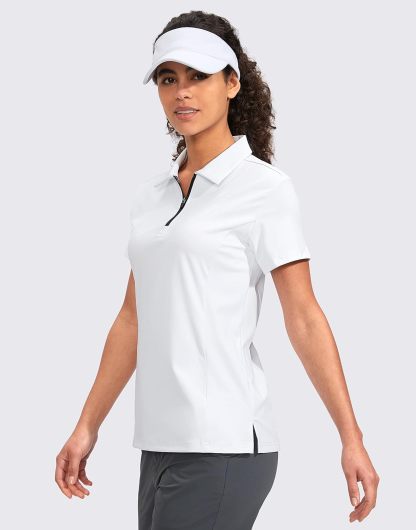 Women's Golf Shirt Short Sleeve with Zip Up Quick Dry Stretch Tennis Collared Polo Shirts for Women Golf Clothes