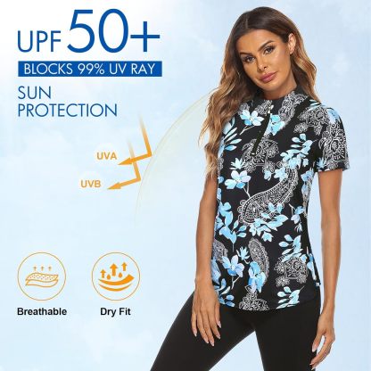 Women's Long Sleeve Golf Tennis Polo Shirts UPF50+ Half Zip Dry Fit Workout Tops Athletic Shirt