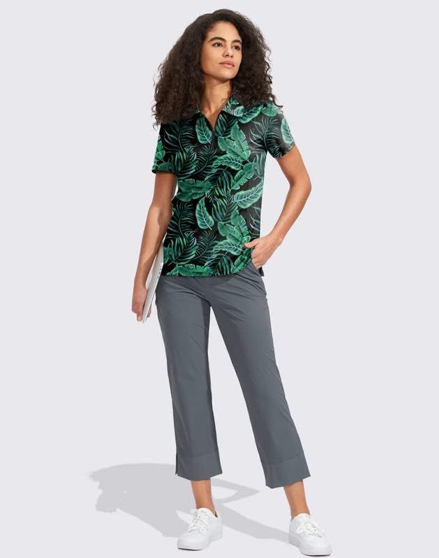 Women's Golf Shirt Short Sleeve with Zip Up Quick Dry Stretch Tennis Collared Polo Shirts for Women Golf Clothes