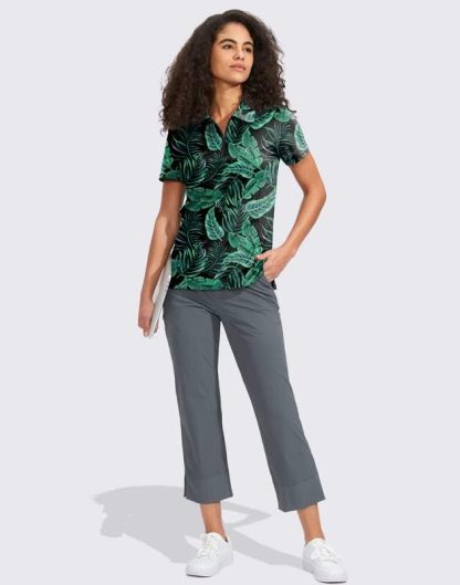 Women's Golf Shirt Short Sleeve with Zip Up Quick Dry Stretch Tennis Collared Polo Shirts for Women Golf Clothes