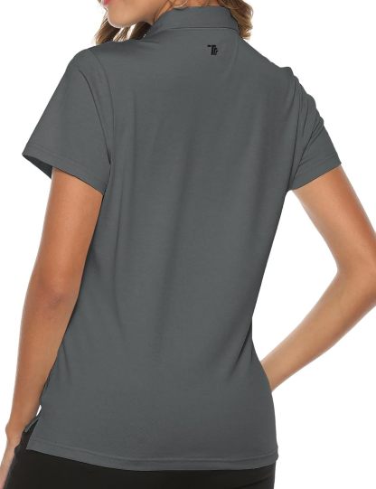 Women's Golf Polo Short Sleeve Shirts Lightweight Moisture Wicking Collared T Shirt Quick Dry 4-Button