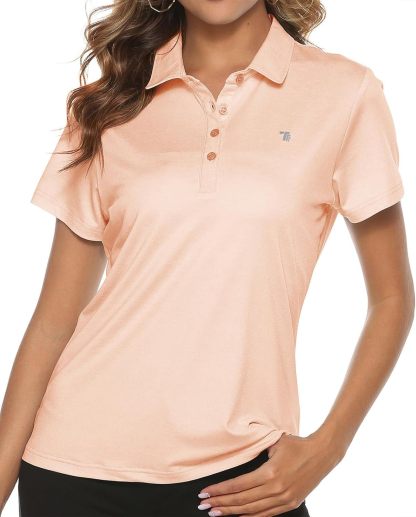 Women's Golf Polo Short Sleeve Shirts Lightweight Moisture Wicking Collared T Shirt Quick Dry 4-Button
