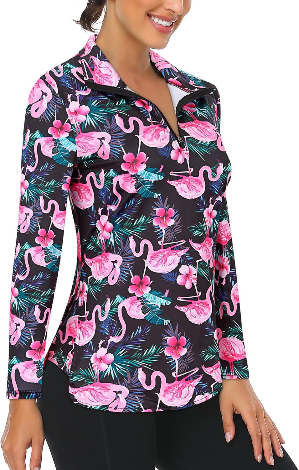 Women's Long Sleeve Golf Tennis Polo Shirts UPF50+ Half Zip Dry Fit Workout Tops Athletic Shirt