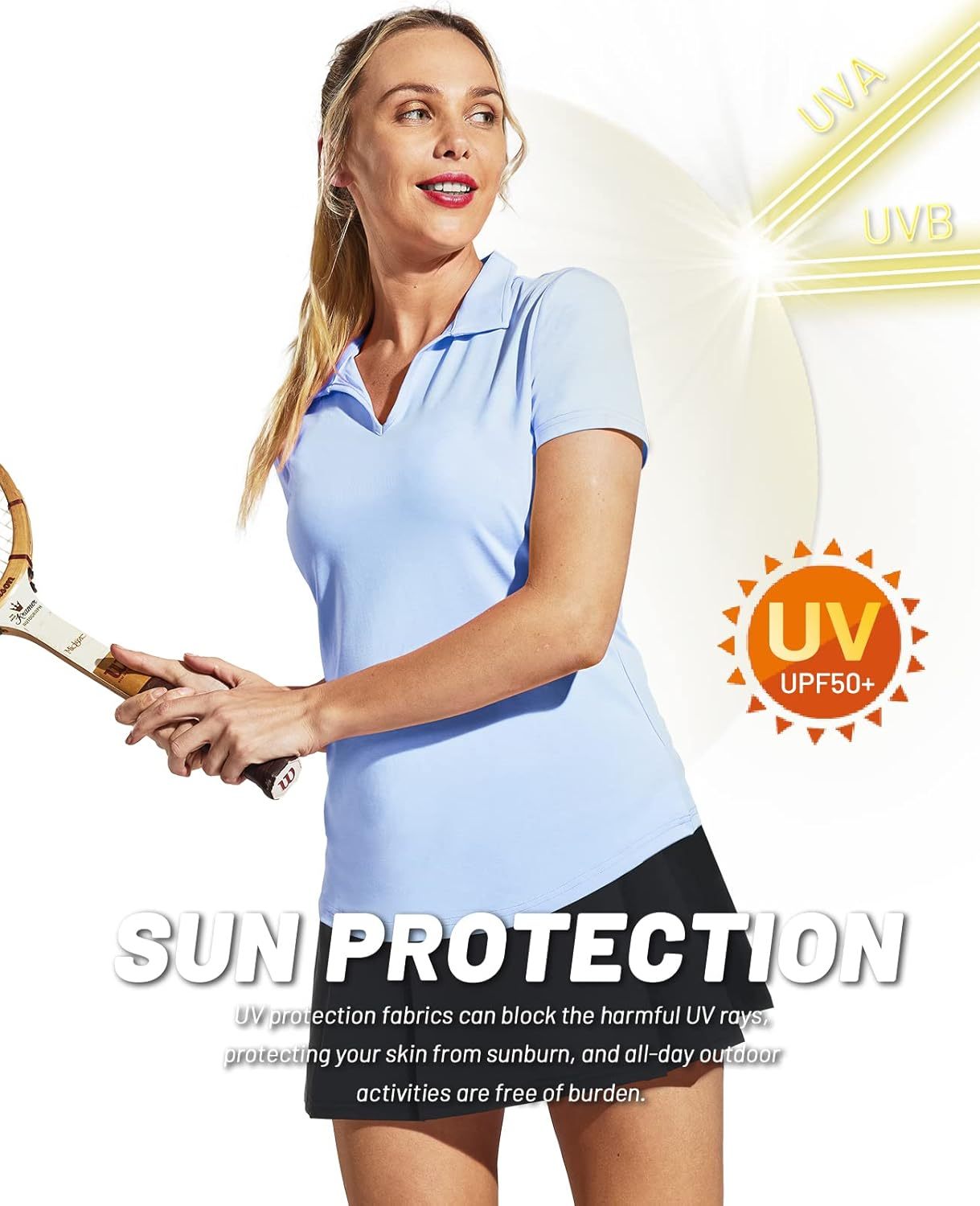 Women's Golf Polo Shirts Collared V Neck Short Sleeve Tennis Shirt, Dry Fit, Moisture Wicking