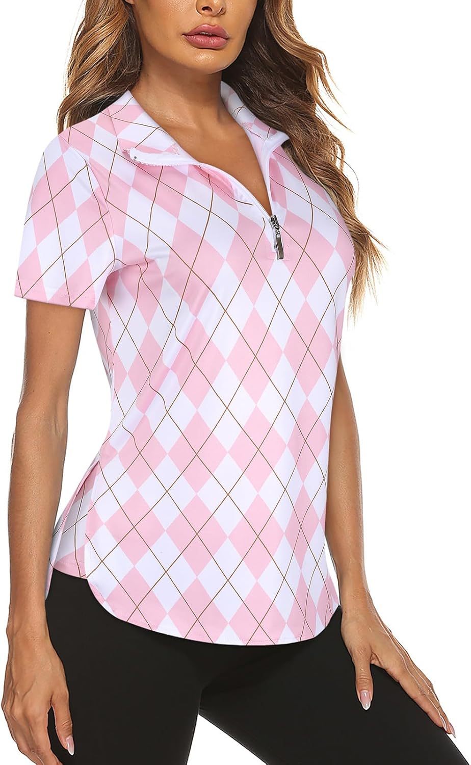 Women's Long Sleeve Golf Tennis Polo Shirts UPF50+ Half Zip Dry Fit Workout Tops Athletic Shirt