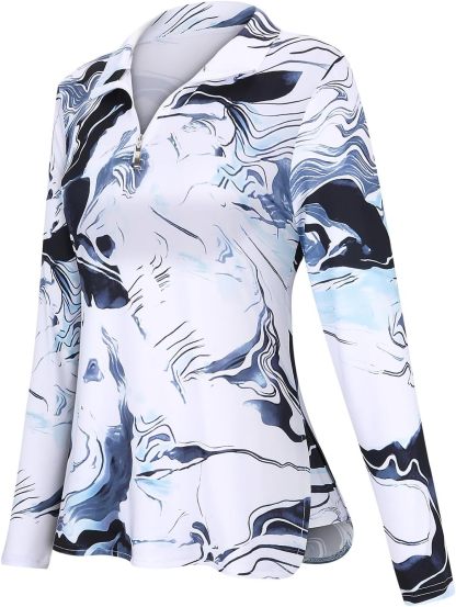 Women's Long Sleeve Golf Tennis Polo Shirts UPF50+ Half Zip Dry Fit Workout Tops Athletic Shirt