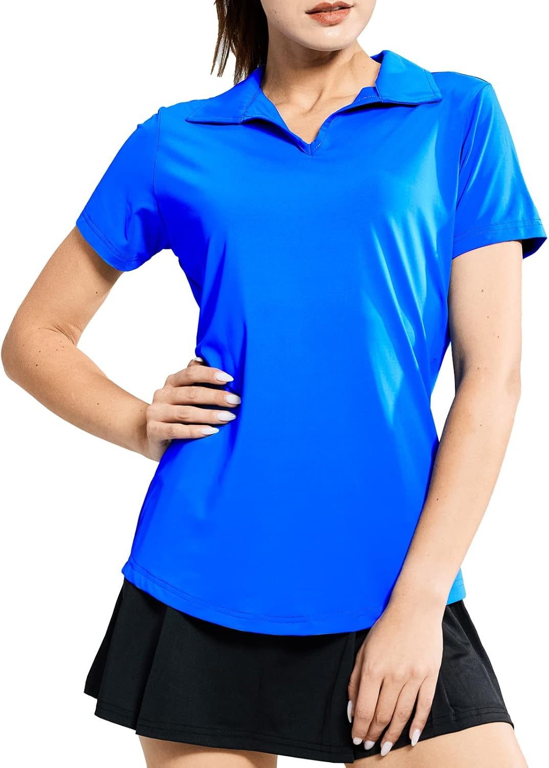 Women's Golf Polo Shirts Collared V Neck Short Sleeve Tennis Shirt, Dry Fit, Moisture Wicking