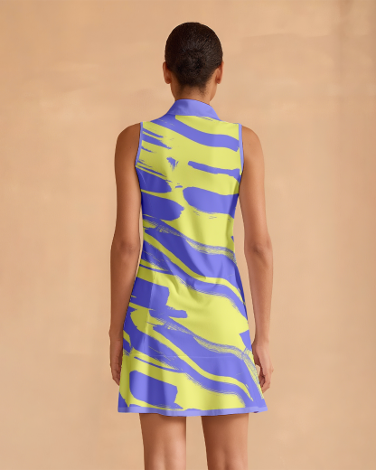 Super Stylish Ruffled Zip-Up Dress Perfect For Golf, Pickleball, And Tennis