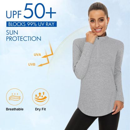 Women's Long Sleeve Golf Tennis Polo Shirts UPF50+ Half Zip Dry Fit Workout Tops Athletic Shirt
