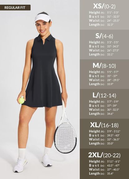 Womens Golf Dress Sleeveless Tennis Dresses with Built in Shorts Pockets Racerback Workout Athletic
