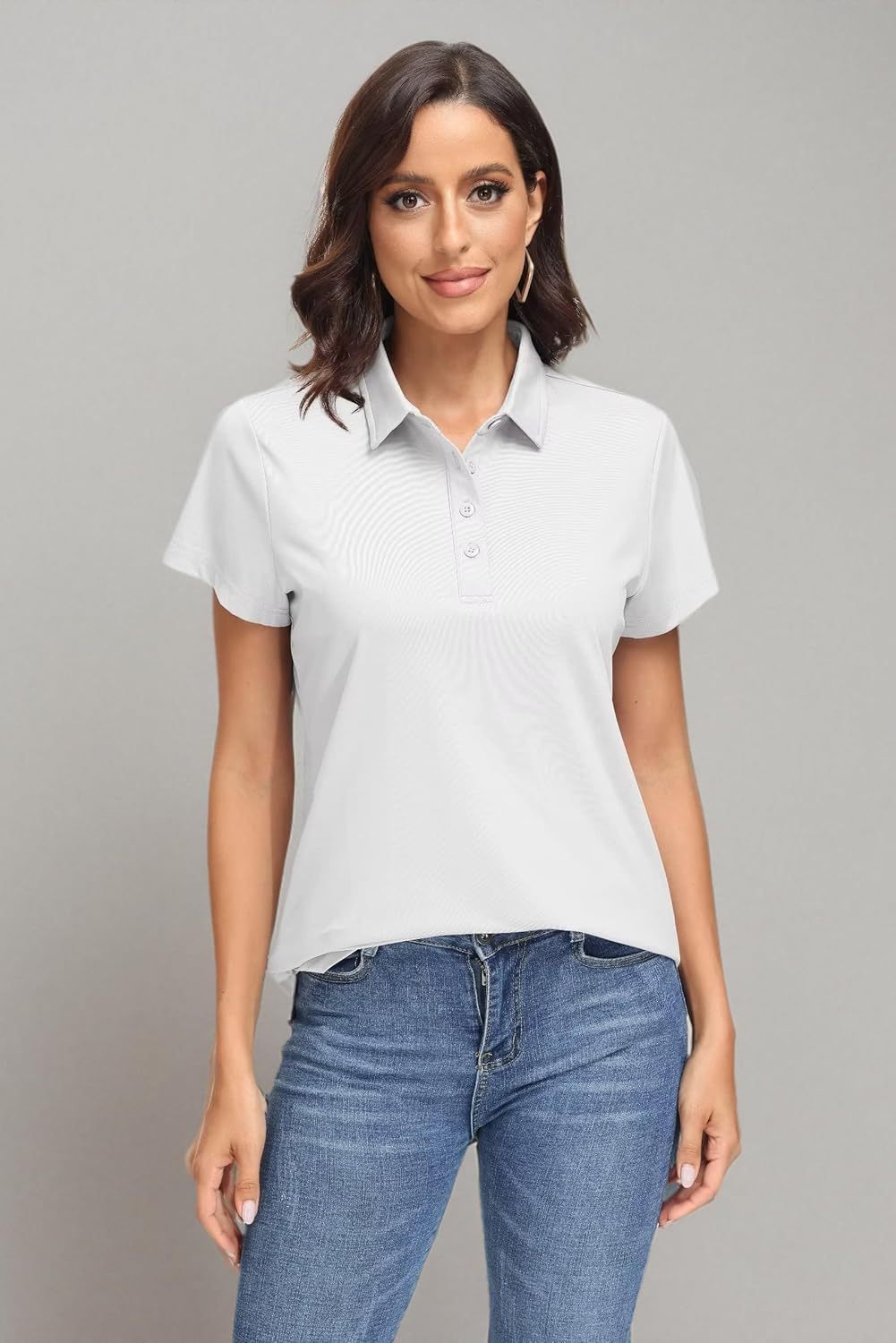 Women's Polo Shirts UPF 50+ Sun Protection 4 Buttons Casual Work Quick Dry Short Sleeve Collared Golf Shirt