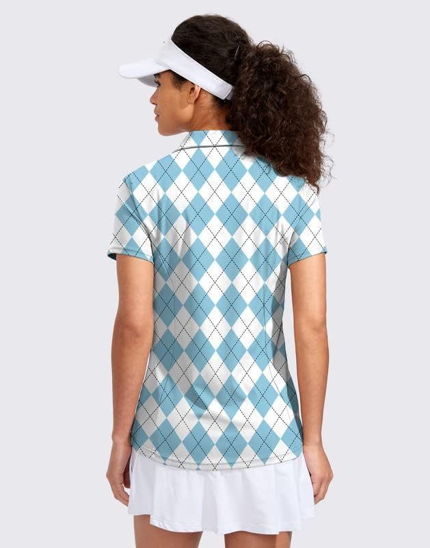 Women's Golf Shirt Short Sleeve with Zip Up Quick Dry Stretch Tennis Collared Polo Shirts for Women Golf Clothes