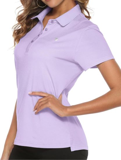 Women's Golf Polo Short Sleeve Shirts Lightweight Moisture Wicking Collared T Shirt Quick Dry 4-Button