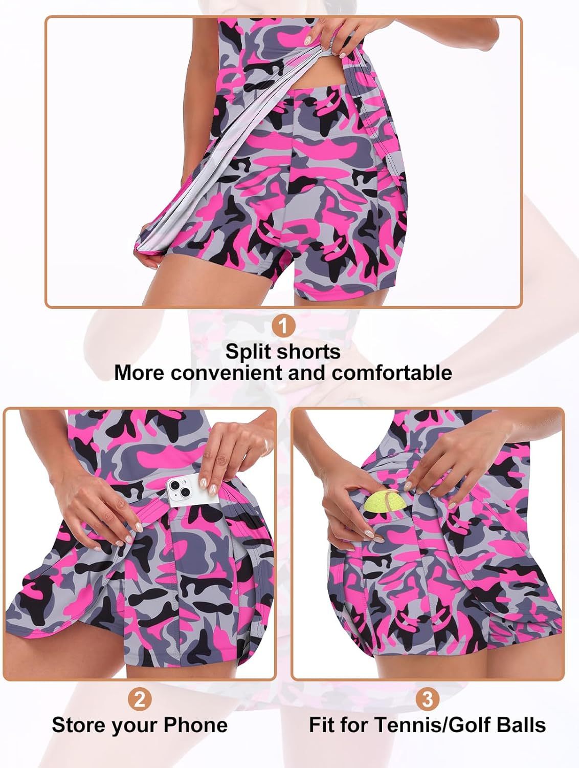 Tennis Dress for Women Sleeveless Golf Dresses with Shorts and Pockets Ruffle Zip Up Stand Collar Golf Outfits