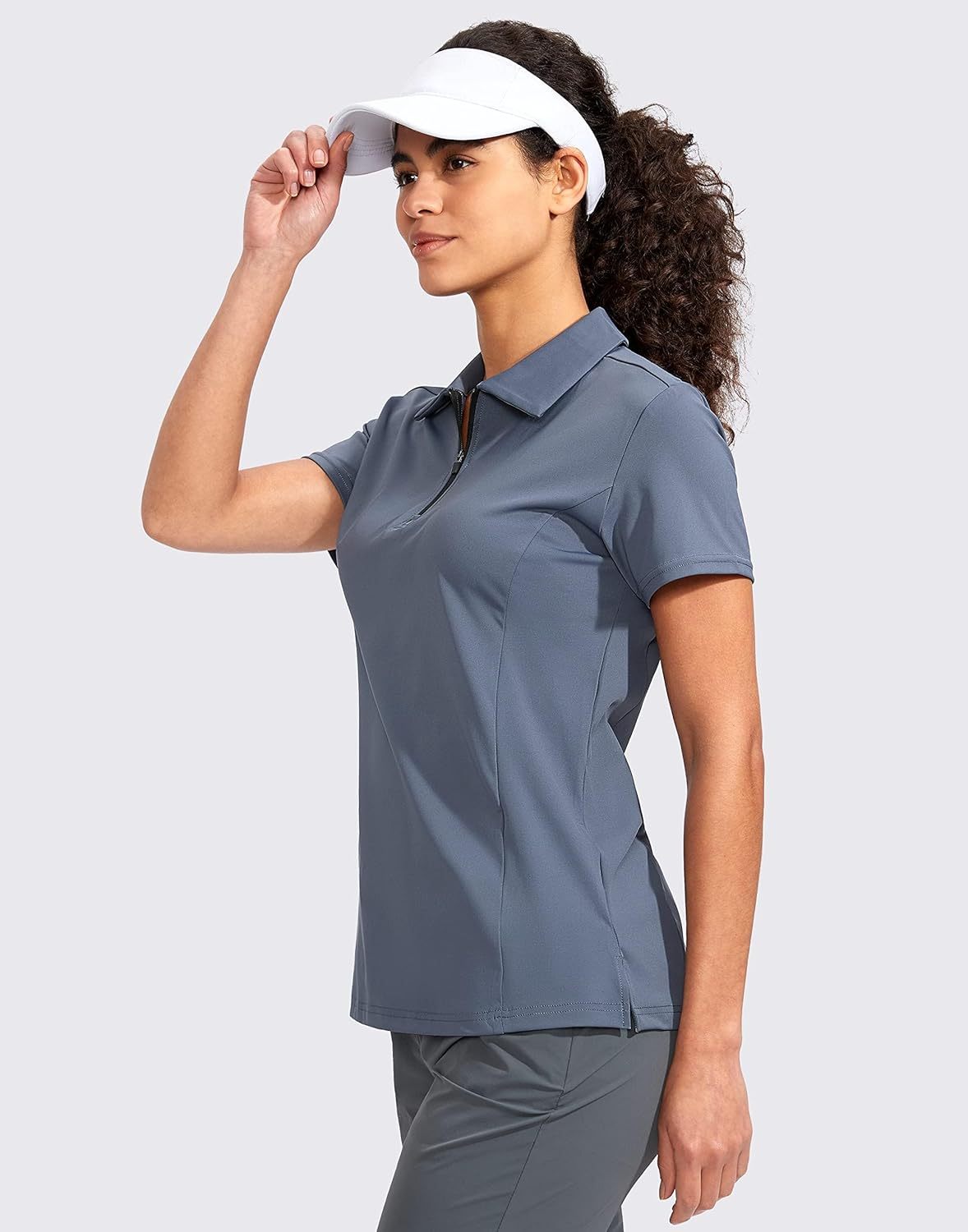 Women's Golf Shirt Short Sleeve with Zip Up Quick Dry Stretch Tennis Collared Polo Shirts for Women Golf Clothes
