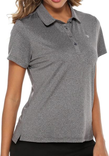 Women's Golf Polo Short Sleeve Shirts Lightweight Moisture Wicking Collared T Shirt Quick Dry 4-Button