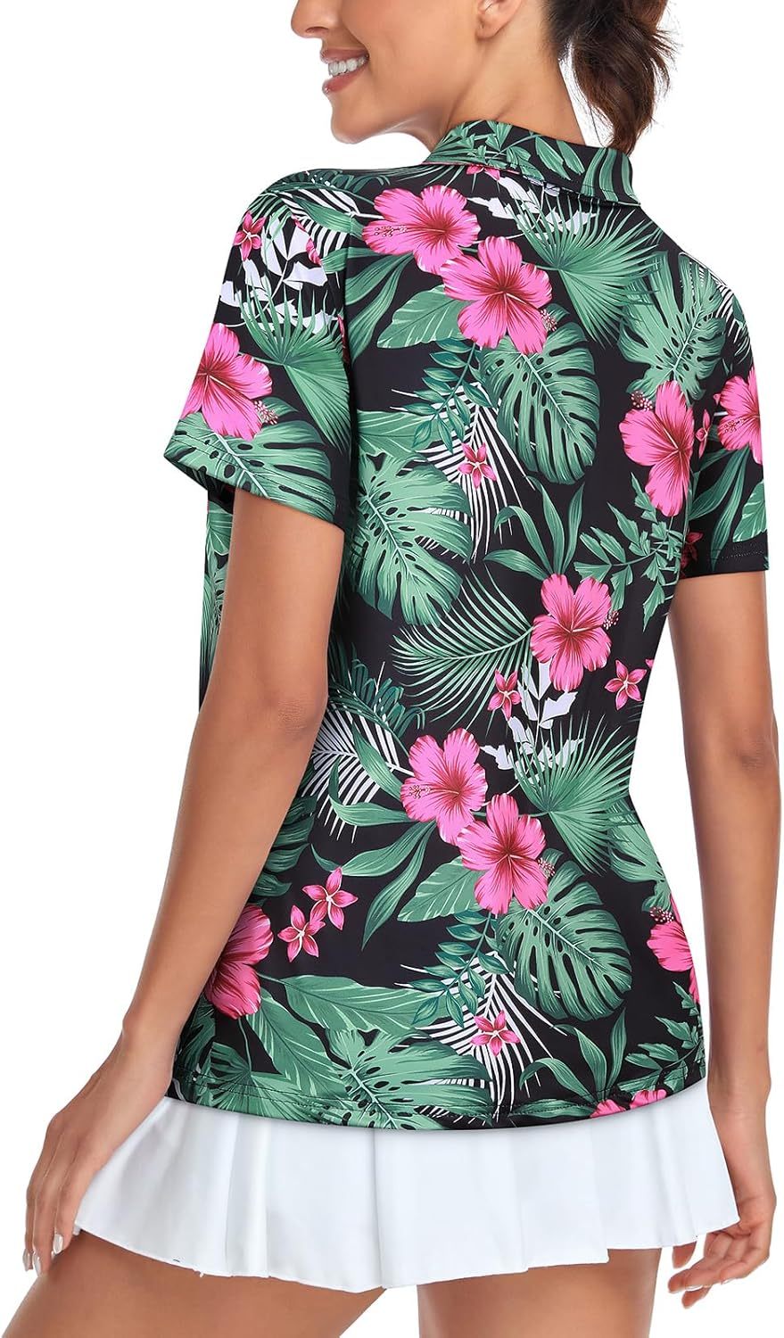 Women's Golf Polo Shirts Short Sleeve Quarter Zip Pullover Moisture Wicking Workout Tops