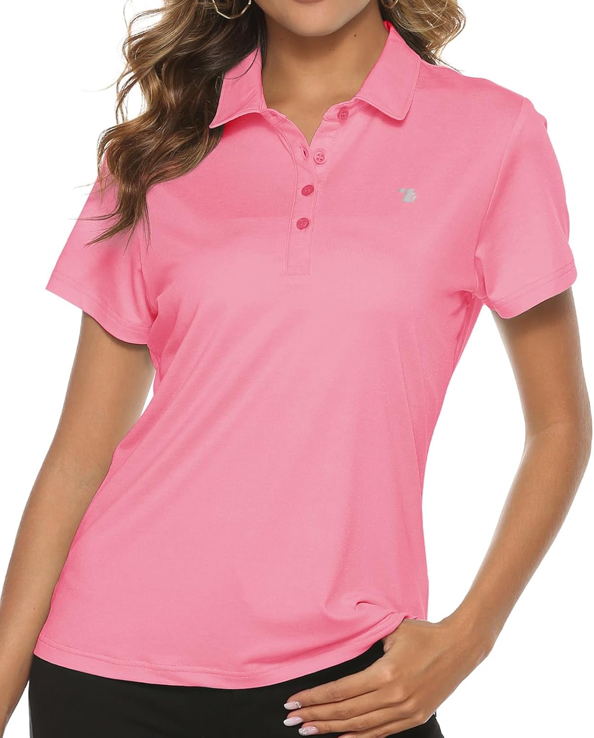 Women's Golf Polo Short Sleeve Shirts Lightweight Moisture Wicking Collared T Shirt Quick Dry 4-Button