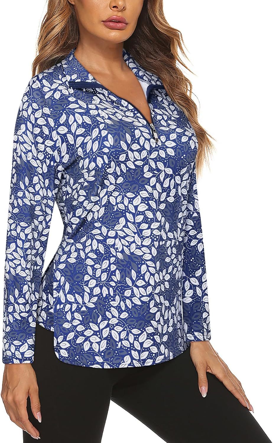 Women's Long Sleeve Golf Tennis Polo Shirts UPF50+ Half Zip Dry Fit Workout Tops Athletic Shirt