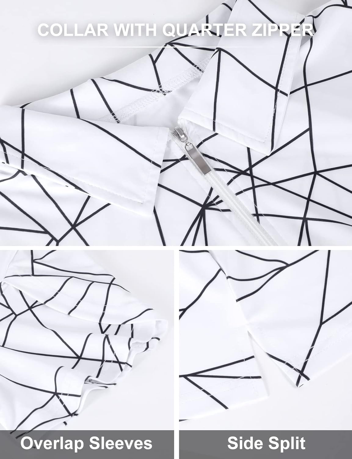 Womens Golf Polo Shirts 1/4 Zip Up Overlap Short Sleeve Quick Dry Workout Tops