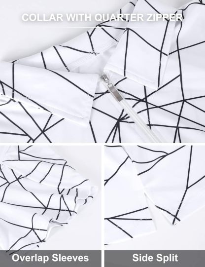 Womens Golf Polo Shirts 1/4 Zip Up Overlap Short Sleeve Quick Dry Workout Tops