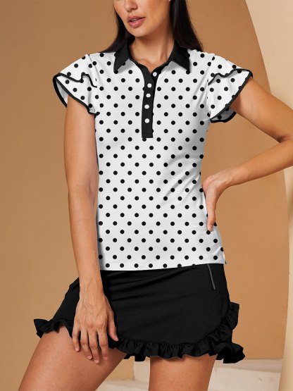 Fungolfs Hyper-prep Ruffle Sleeve Polo Top UPF50+