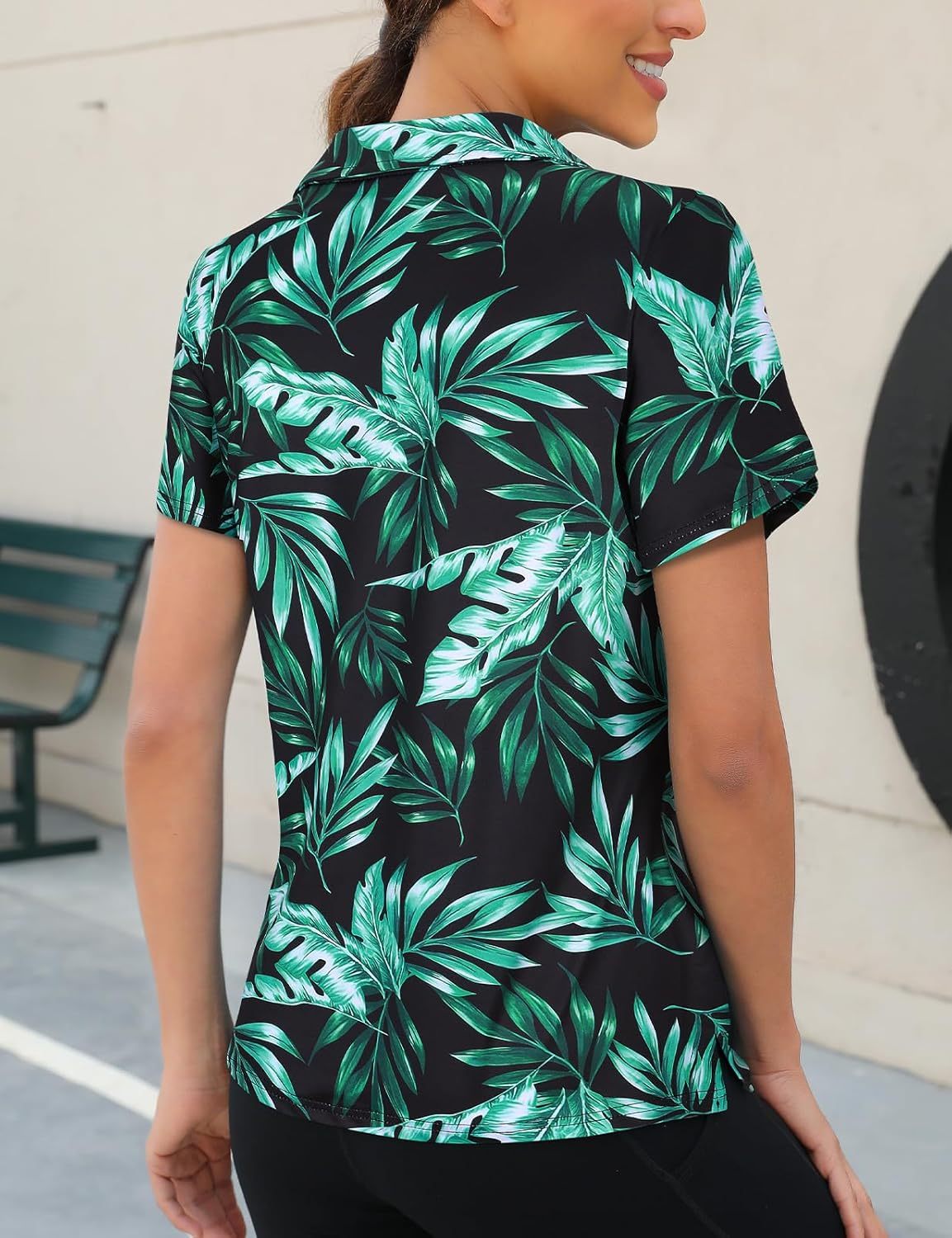 Womens Golf Polo Shirts 1/4 Zip Up Overlap Short Sleeve Quick Dry Workout Tops