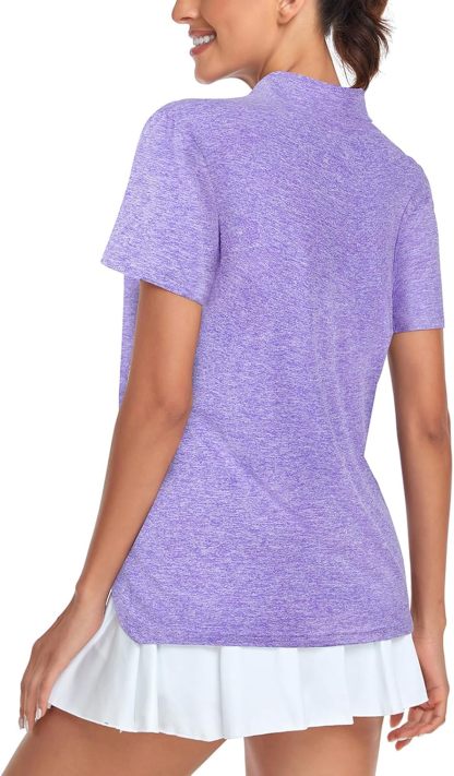 Women's Golf Polo Shirts Short Sleeve Quarter Zip Pullover Moisture Wicking Workout Tops