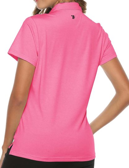 Women's Golf Polo Short Sleeve Shirts Lightweight Moisture Wicking Collared T Shirt Quick Dry 4-Button