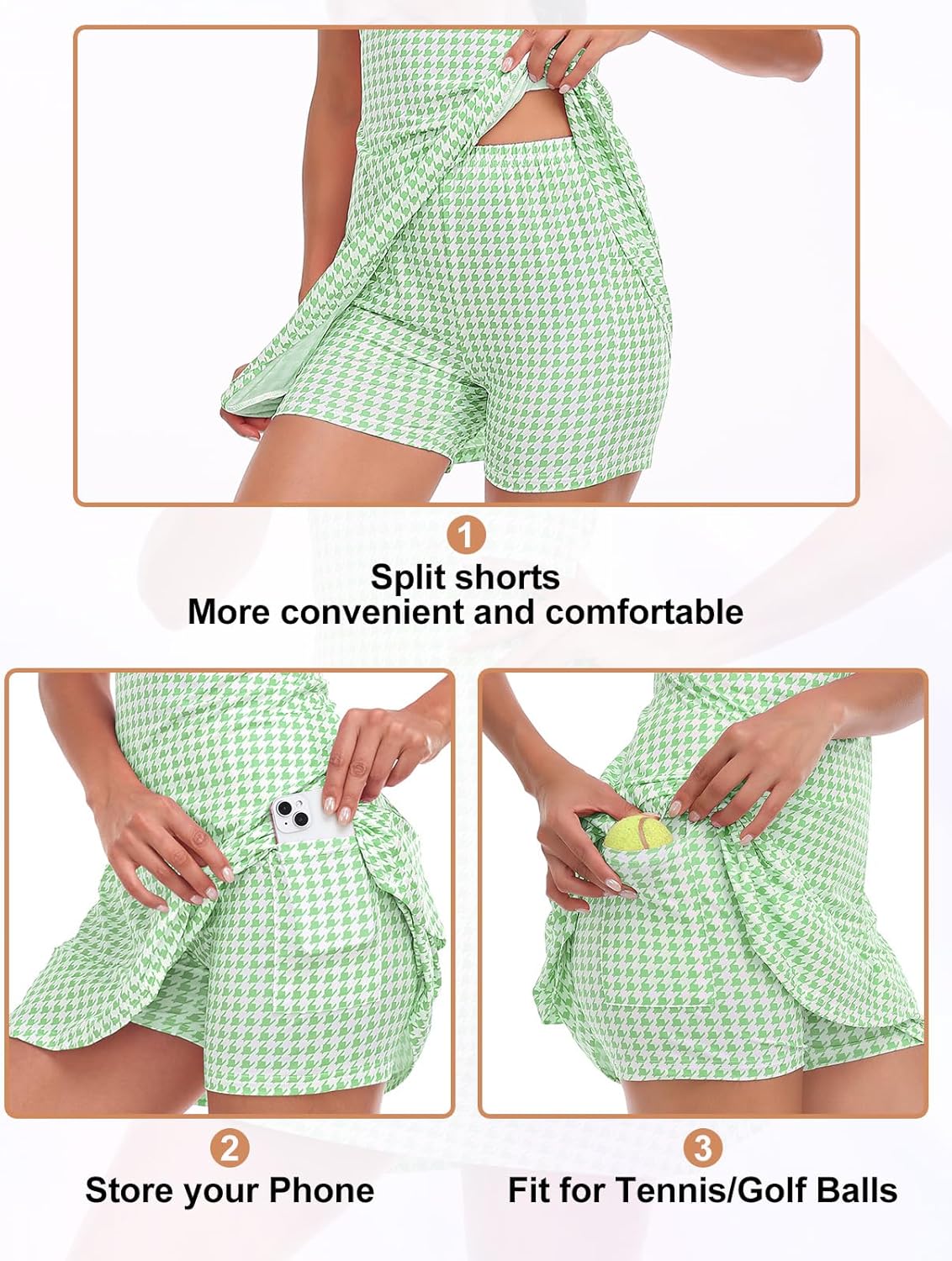 Tennis Dress for Women Sleeveless Golf Dresses with Shorts and Pockets Ruffle Zip Up Stand Collar Golf Outfits